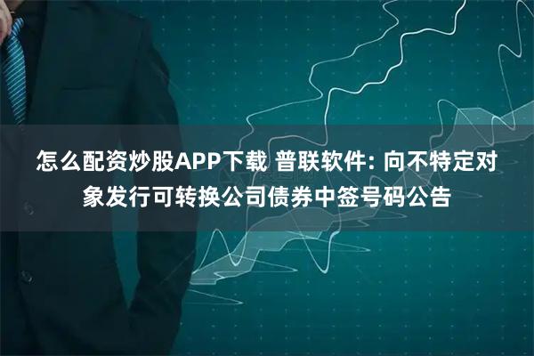 怎么配资炒股APP下载 普联软件: 向不特定对象发行可转换公司债券中签号码公告