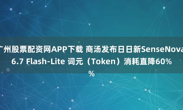 广州股票配资网APP下载 商汤发布日日新SenseNova 6.7 Flash-Lite 词元（Token）消耗直降60%